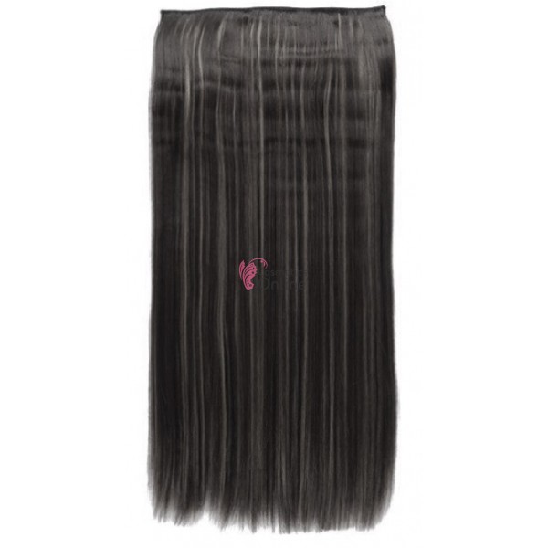 Extensie de par cu 5 Clips On delux dubla dreapta de 60 cm, Brunet cu Gri Mixt 29132H171C